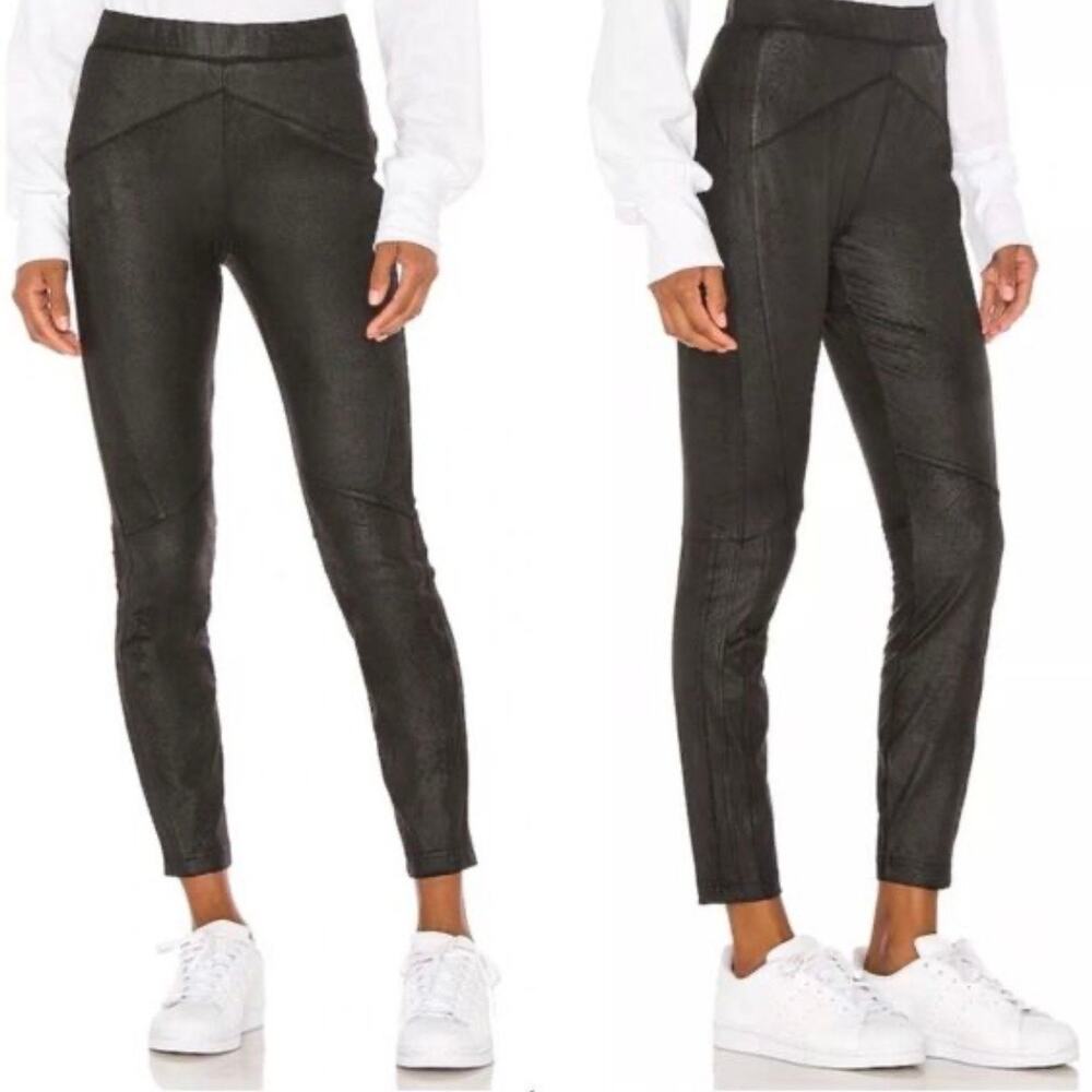 Free People Midnight Fuax Suede Leggings Womens S Black High Rise Pull On